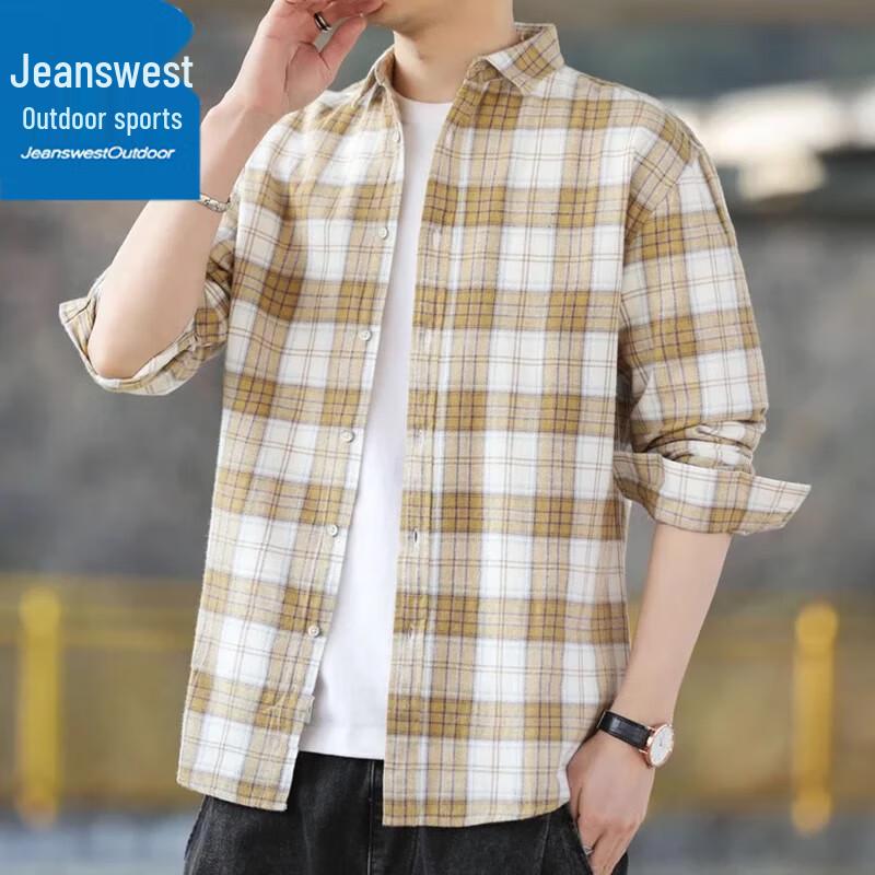 

Jeanswest Men s Plaid Long-Sleeve Casual Shirt M