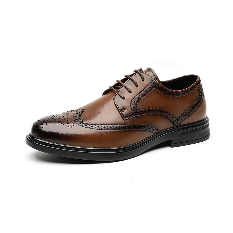 

Brock British style suit brown leather shoes men s casual business dress wedding groom shoes 8042-R 44 світло-коричневого кольору
