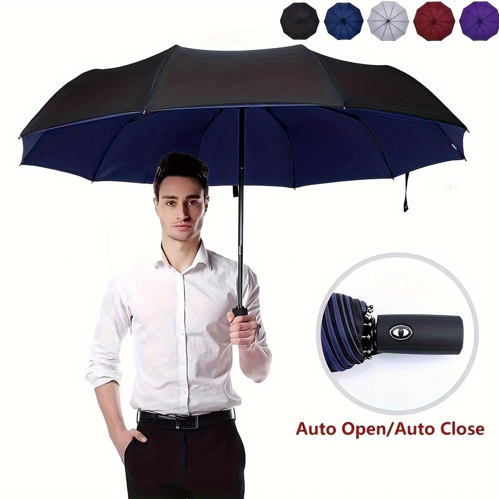 10 Bone Double Layer Automatic Umbrella Clear Umbrella Automatic Folding Umbrella Windproof Reinforcement Thickened Umbrella