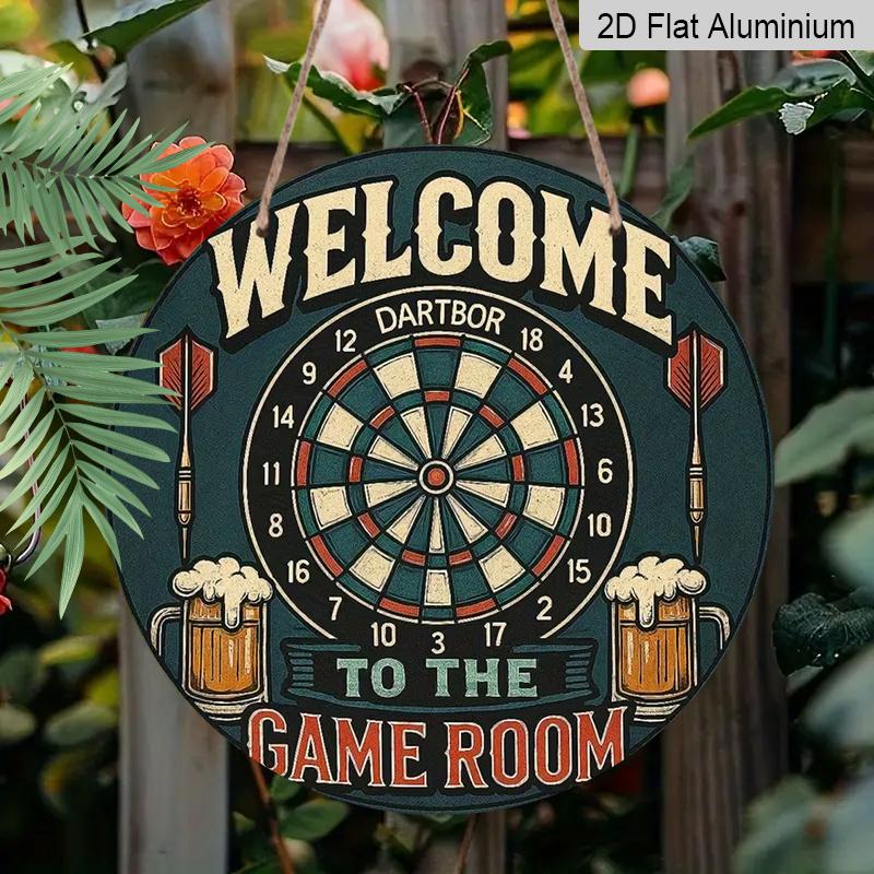 

2D Flat Aluminum 7.87 Inch X 7.87 Inch Vintage Dart and Target Style Wall Decor. Suitable for Bars, Living Rooms, Kitchens, Cafes, Porches, Indoor 1pc