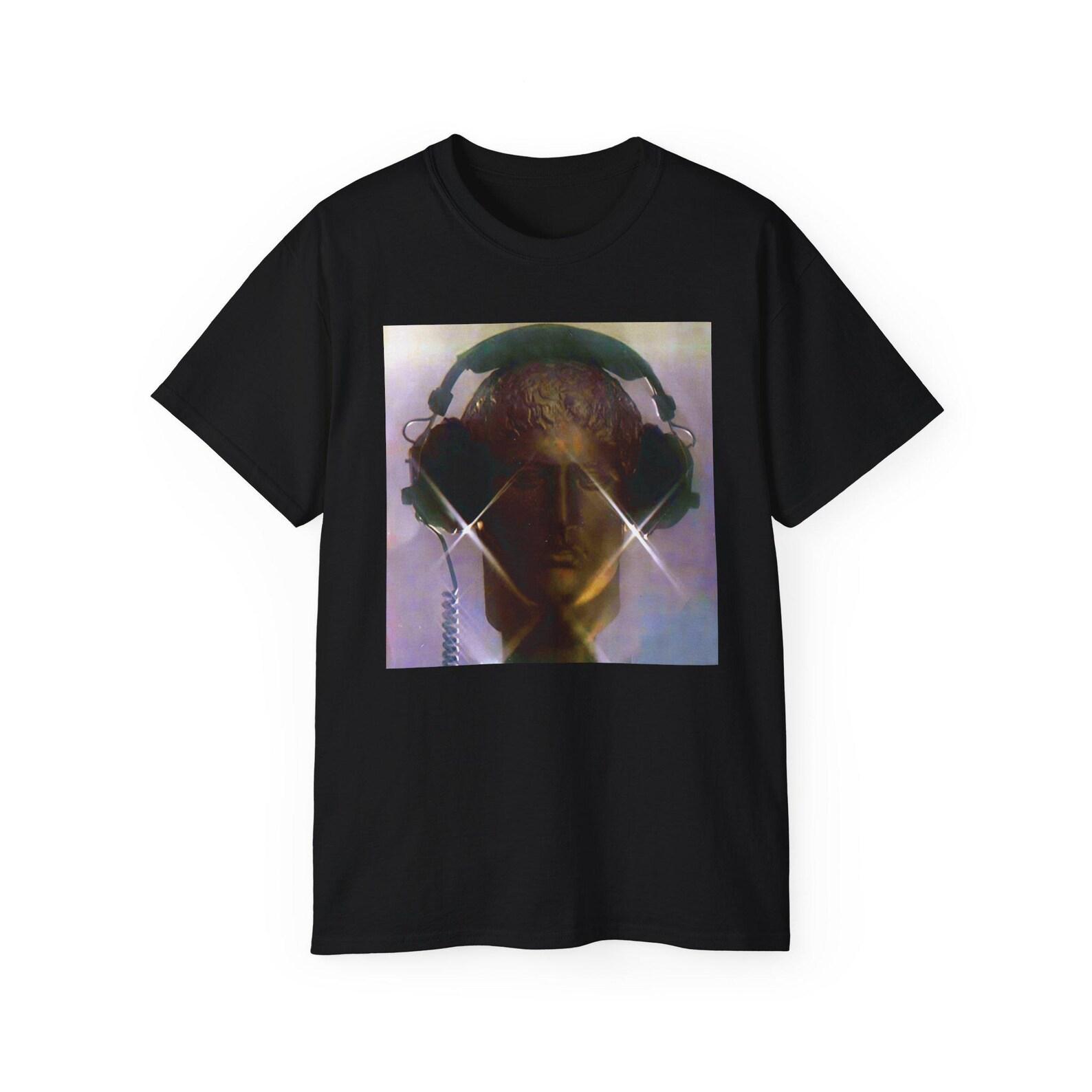 Greco Roman Aesthetic Vapor Marble Sculpture Headphones Meme Unisex Cotton T shirt XL