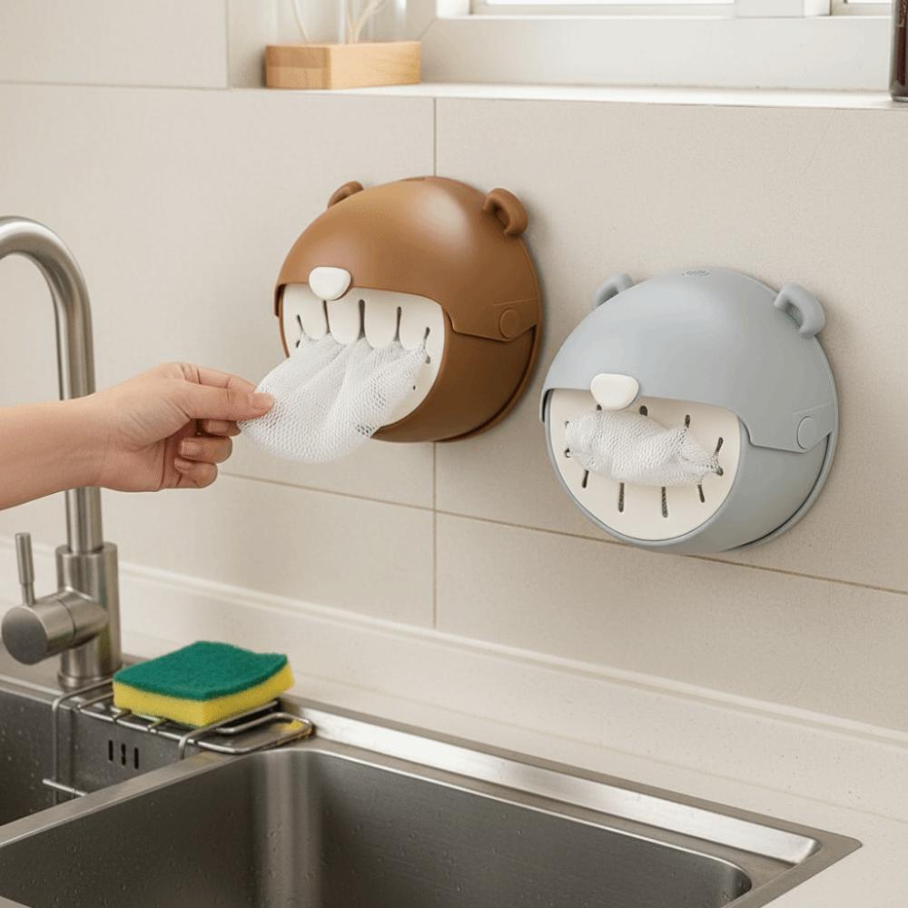 Bear Shape Food Covers Storage Box Wall Mounted Fresh Keeping Bags Dispenser  Kitchen