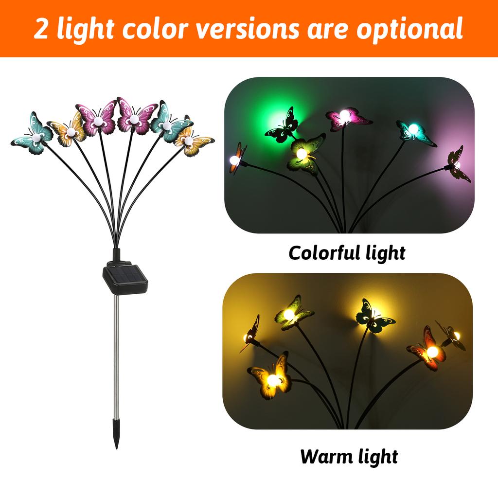 Neoglint Solar Garden Lights Decorative Butterfly Swaying Lawn Lamp Outdoor Landscape Pathway Light IP65 Waterproof