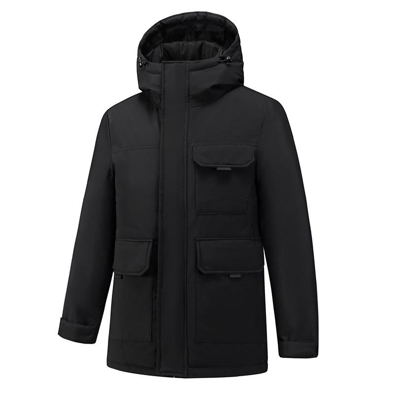 

2025 Men s Casual Fashion Down Jacket: Outdoor Warm Workwear with Large Pockets XXL чорний