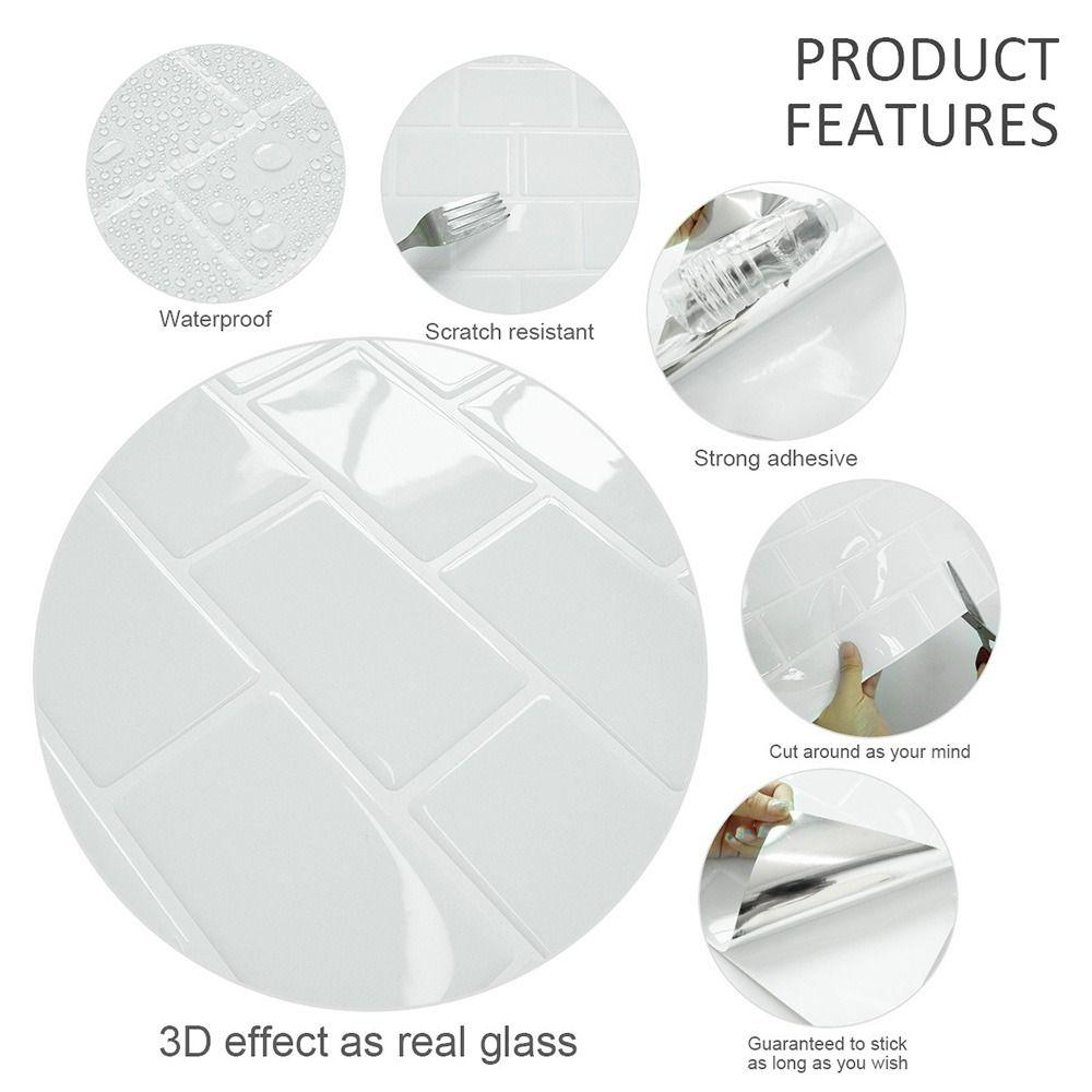Self-adhesive 3D Stereo Wall Stickers Waterproof Oil Proof Backsplash Wall Decals Brick Design Moisture-proof