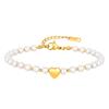 French Elegant Jewelry, Stainless Steel Imitation Pearl Heart Bead Bracelet Br-2733