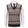 Men's V-neck Knitted Sweater Warm Autumn Winter Diamond Grid Twisted Flower Casual Fashion Versatile Knit Top