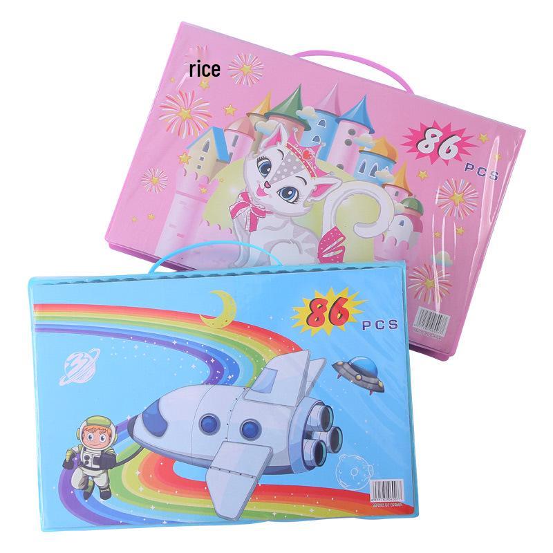 86-Piece Art Set: Watercolor Pens, Crayons, Colored Pencils - Ideal for Students and Children's Gifts.
