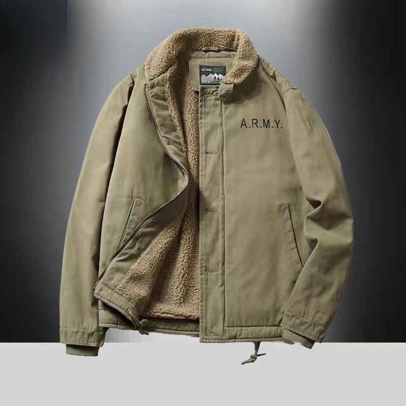 New Deck Clothes Padded Jacket Middle-aged Thickened Velvet Tooling Jacket Retro Lamb Padded Jacket