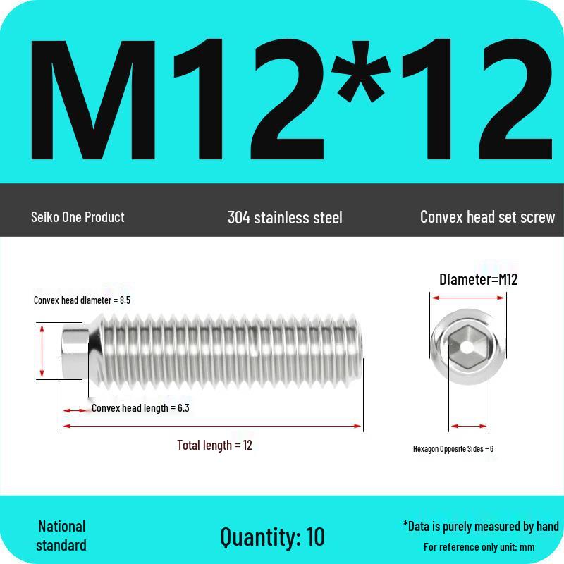 304 Stainless Steel Cup Point Grub Screw - Sizes M3 To M10