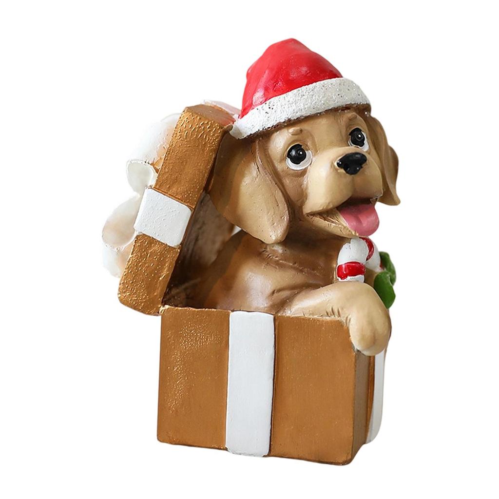Miniatur-Weihnachtshund-Figur Sammlerstück Niedliche Weihnachtsdekorationen Kleine Hundestatue für Party Festival Kaminsims Regal Innen