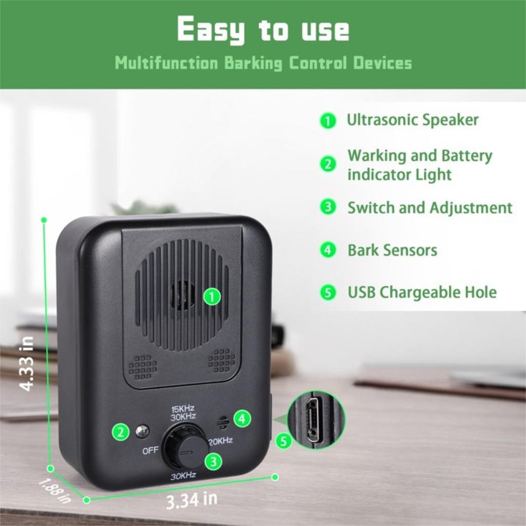 Upgraded Dog Barking Control Device With 3 Adjustable Sensitivity & Frequency