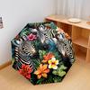 1 PC Automatic Folding Umbrella - Zebras In Tropical Flowers Pattern, Portable & Foldable Design with 8 Ribs, Christmas Birthday Gifts