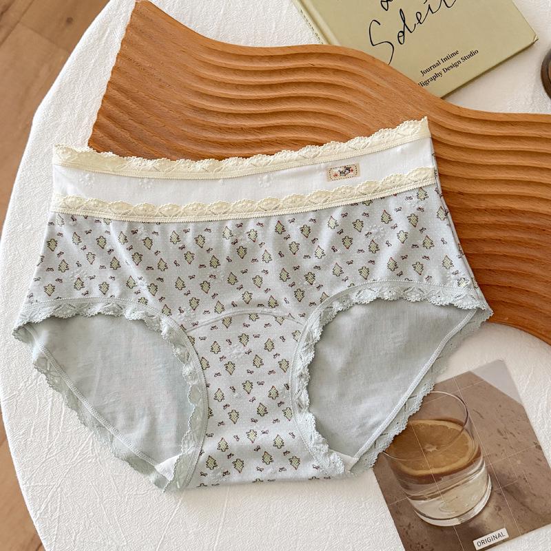 Cute Lolita Antibacterial Mid-Waist Polka Dot Triangle Briefs