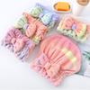 Pack of 2 Super Soft Corals Fleece Bath Cap Rainbow Gradients Fast Drying Elastic Hair Towel Wrap Turban for Women
