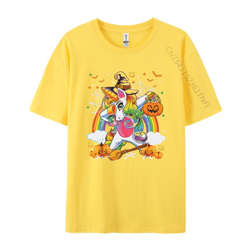 Halloween Pumpkin Fall Dabbing Unicorn Tshirts Funny Printed Tops Tees Cotton Fabric TShirt for Men Casual