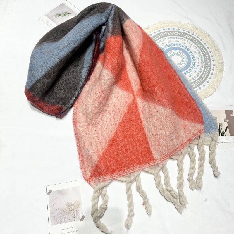 Contrasting Color Irregular Thickened Braids Warm and Long Fashionable and Versatile Thickened Scarf for Men in Autumn and Winter