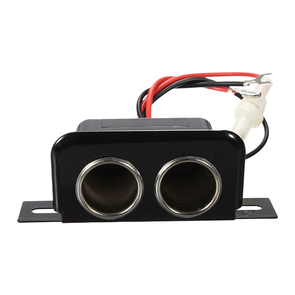 12V Dual Hole Car Cigarette Lighter Socket | Built-in 10A Fuse | Waterproof & Dustproof | Iron Shell for Vehicle Modification