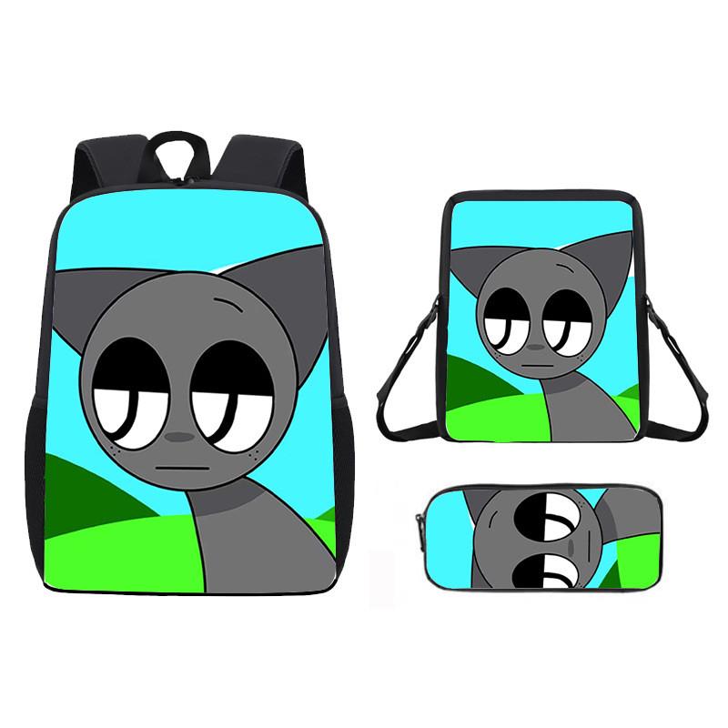 Incredibox Sprunki Pattern Backpack Shoulder Bag Pencil Case Three Set Piece