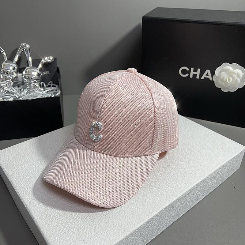 

Модная универсальная уличная кепка с пайетками в виде буквы C, элегантная розовая бейсболка от солнца для улицы Adjustable