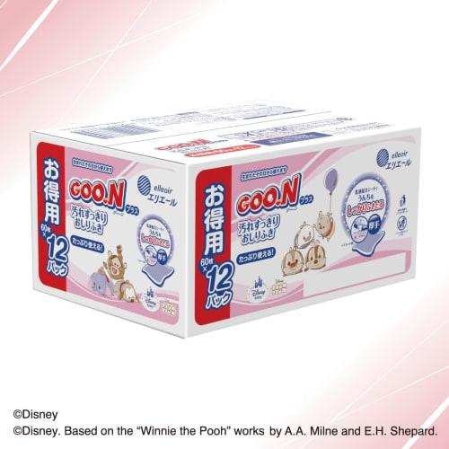 Goo.n Plus Baby Wipes Refill, 720 Wipes (60 Wipes X 12 Packets), Case Sold <Disney Design>