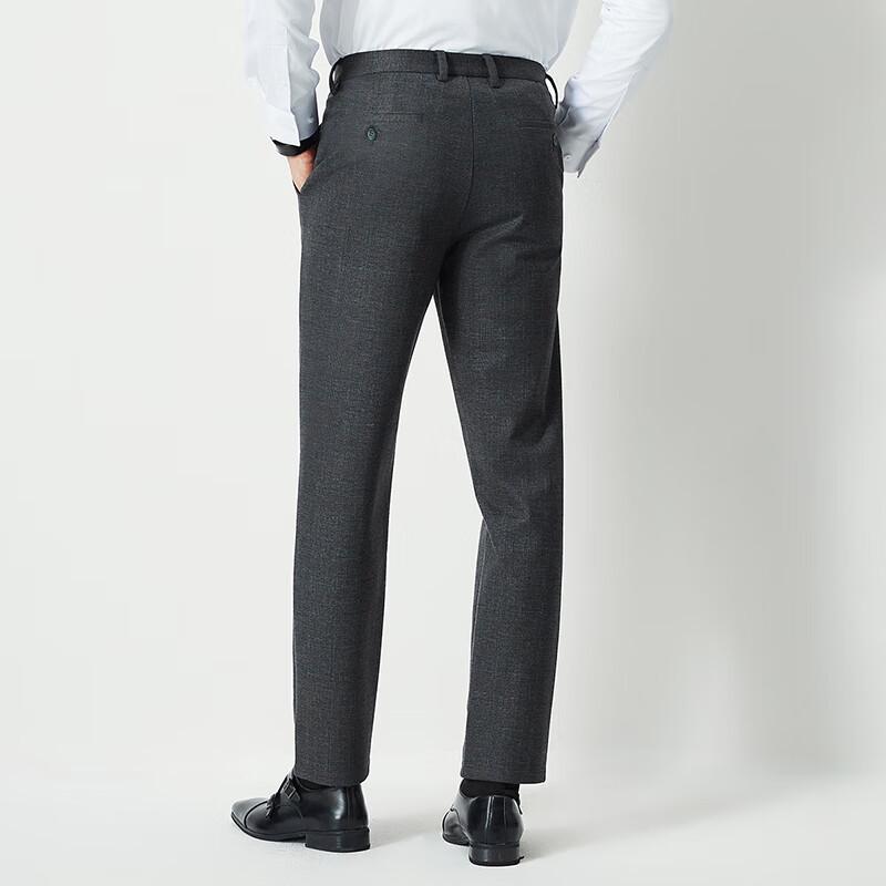 SANSAN Men's Autumn/Winter Wool Blend Plaid Business Casual Straight-Fit Pants
