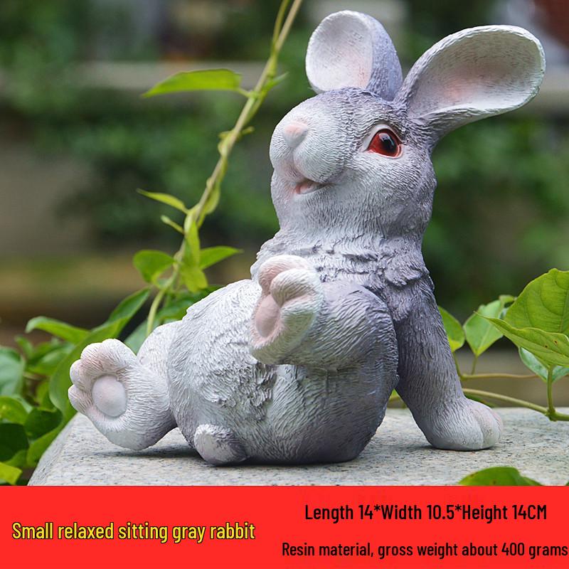 Little Rabbit Resin Figurine for Bonsai Landscaping and DIY Decor