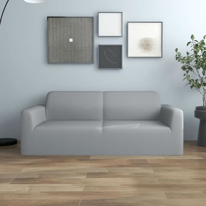 VidaXL Housse extensible de canapé 2 places Gris Jersey de polyester 332941