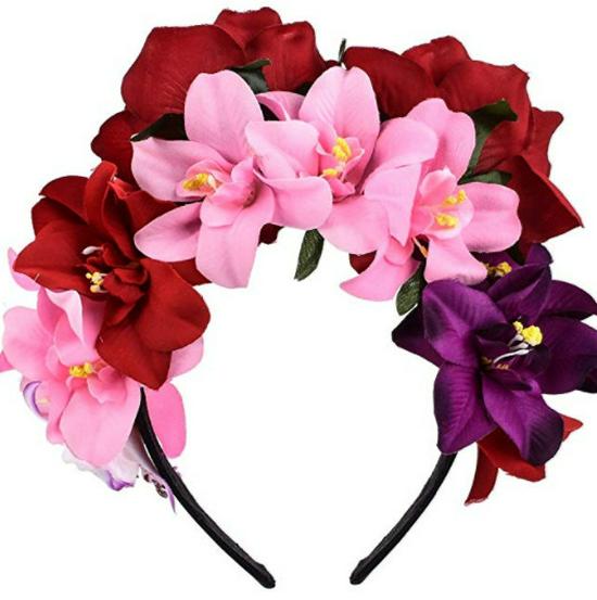Fascia per Capelli Fiore Rosa Arcobaleno - Perfetta per Halloween, Natale e Vacanze