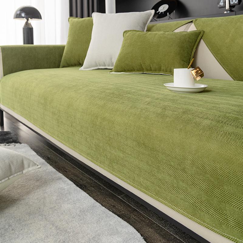 Solid Color Herringbone Pattern Non-Slip Sofa Cushion Four Seasons Universal Chinese Imperial Concubine Sofa Cover Modern Thickened
