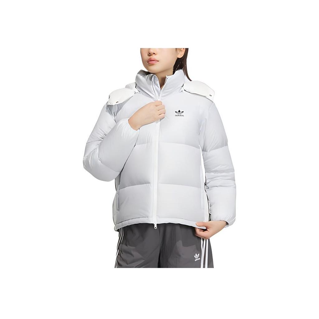 adidas Originals Removable Hood Comfortable Casual Versatile Down Jacket Women Jacket White JD3783