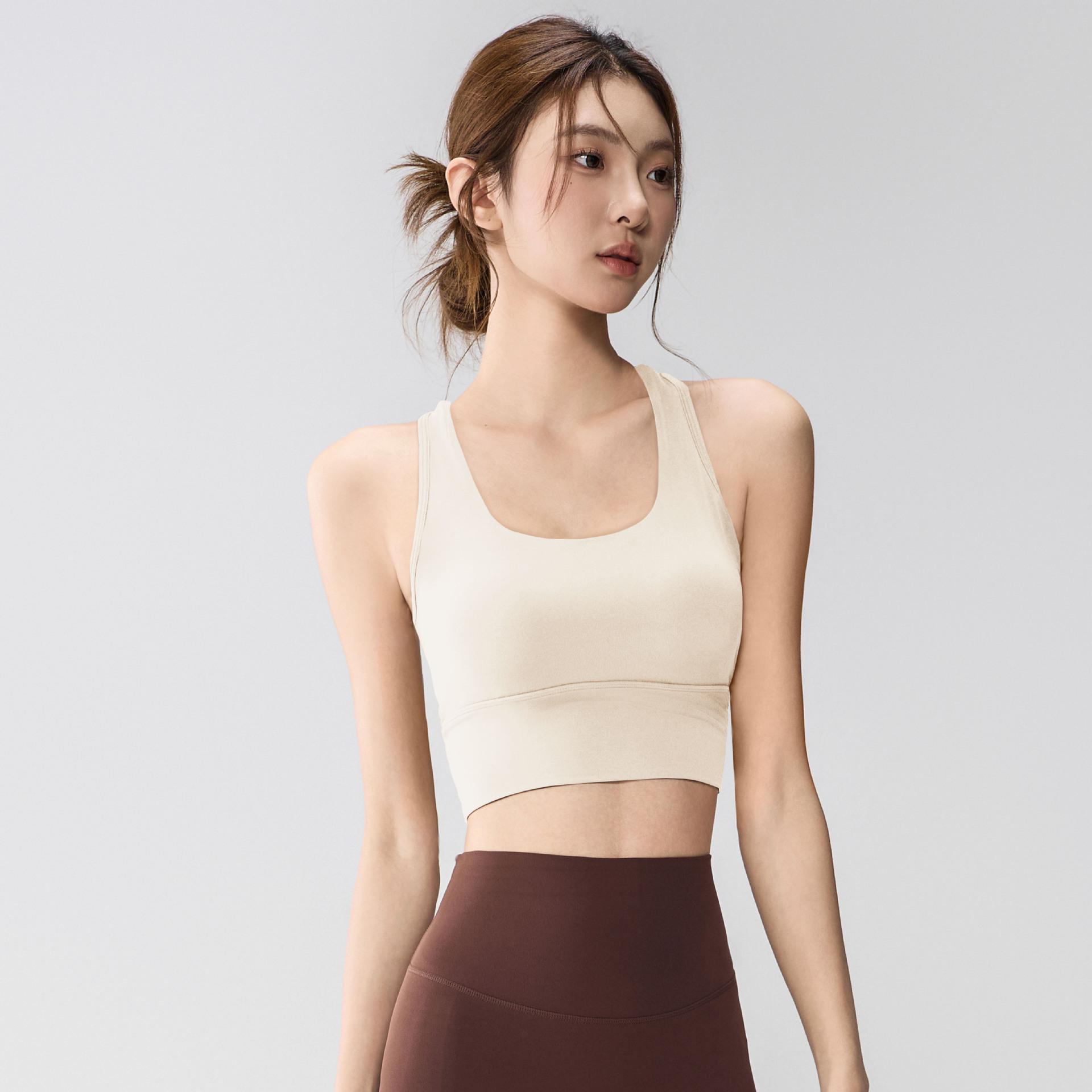 

Women s Seamless Racerback Yoga Bra - Nude Feel, Skin-Friendly, Shockproof for Running and Fitness. L білий