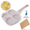 4 Hole Omelet Pan Egg Frying Pan Granite Coating Fried Egg Pan Wooden Handle Divided Egg Omelet Pan Multi-Function for Breakfast