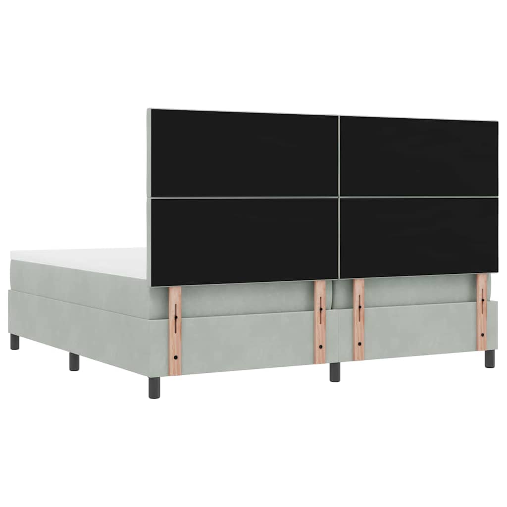 Box Spring Bed with Headboard Light Grey 200 X 200 Cm Velvet
