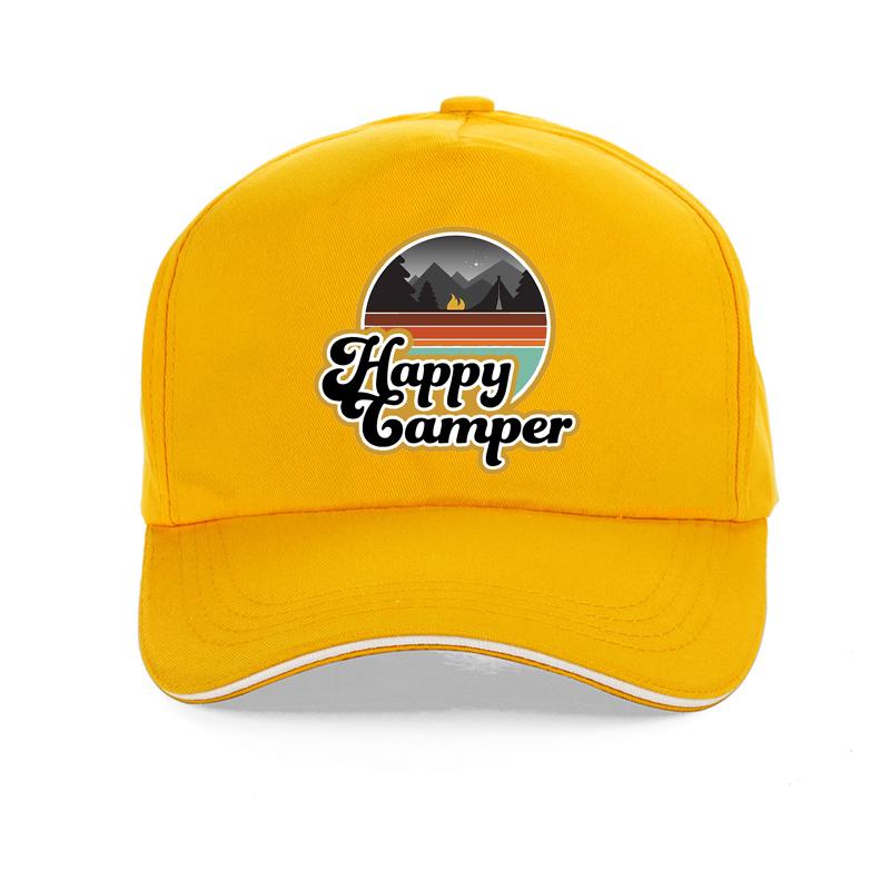 Happy Camper Cap Summer Camp Camping Unisex Women baseball cap Green Hiking Outdoor Sport  Trucker Cap