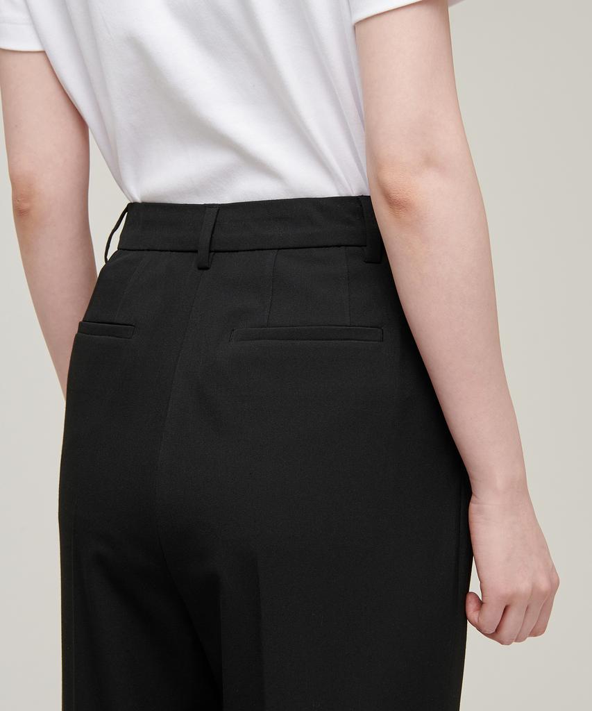 MUSINSA STANDARD WOMAN Women'S Baggy Tapered Hidden Banding Slacks [Black]