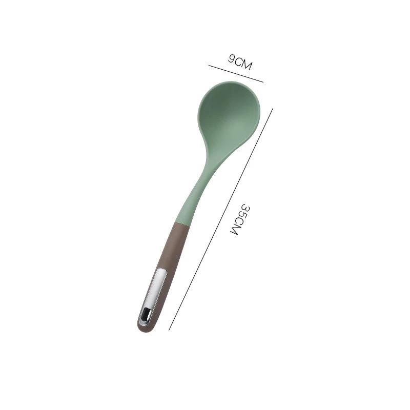 Non Stick Silicone Anti-Scald Spatula Long Handle Non-toxic and Odorless Soup Spoon Colander Household Cookware for Kitchen