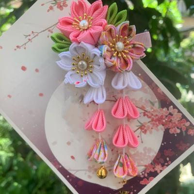 Hanfu Accessories Japanese Kimono Headwear Ancient Style Tassel Flower Hairpin  Bridal