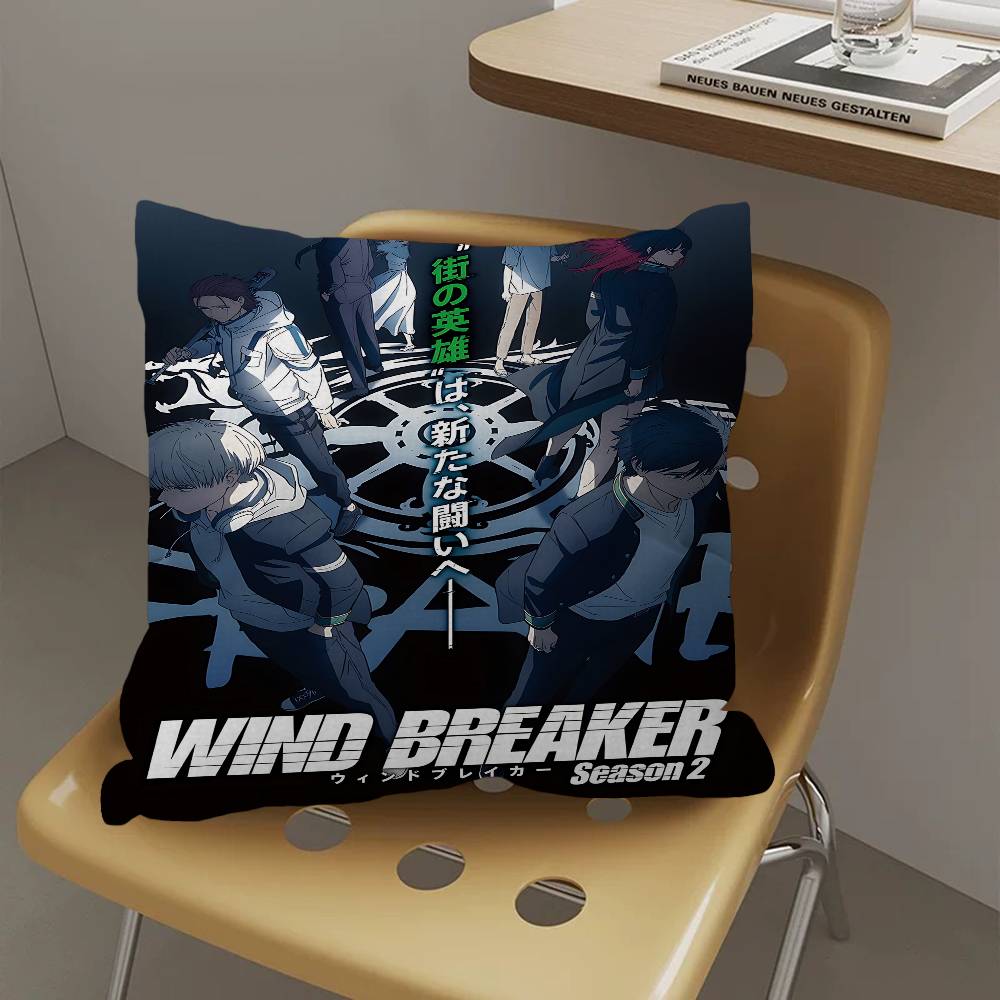 Anime Wind Breaker Decorative Room Aesthetics Pillow Case Home Decor Bedroom Sofa Bed Couch Pillow Cover 45x45