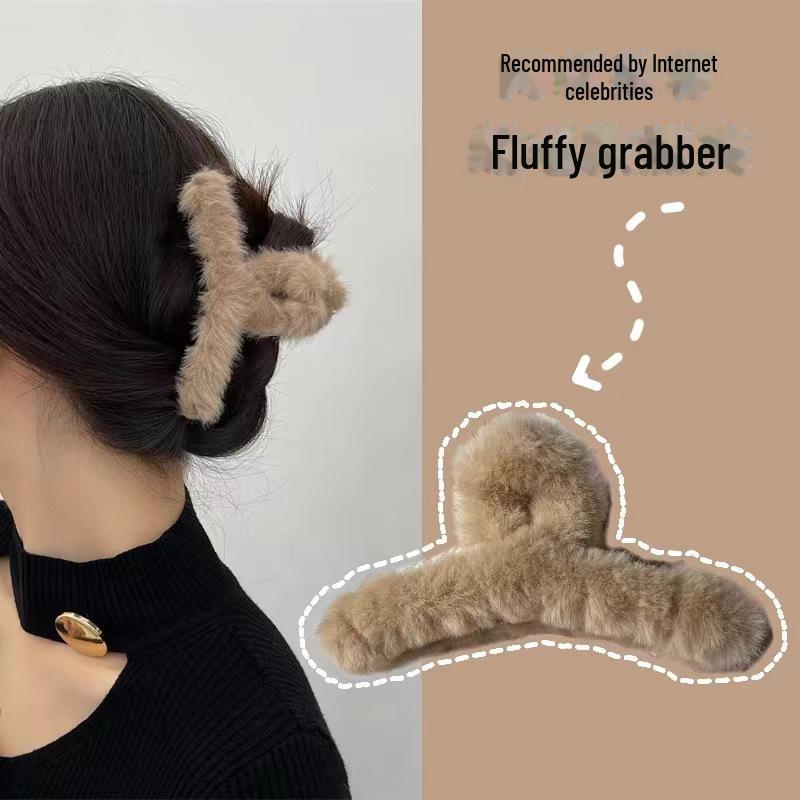Elegant Korean Large Plush Hairpin - Stylish Shark Clip for Women