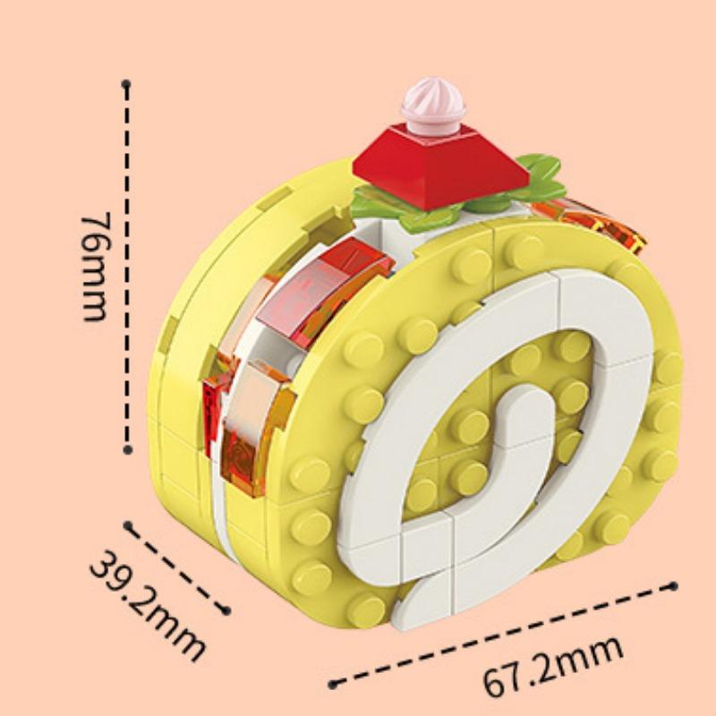 Adorno de pastel de té de la tarde con registro de comida, rompecabezas para niños, juguetes de bloques de construcción