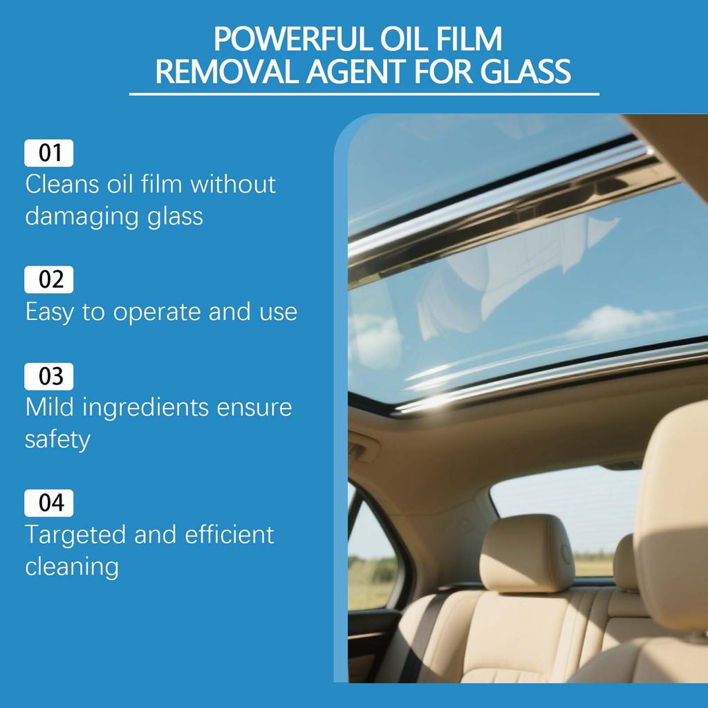 Glass Oil Film Remover, Household Vehicle Glass Cleaning Product, Gentle And Non-damaging(60ml)