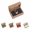 Magnetic Cover Square Rings Holder 4 Slots Jewelry Ring Holder Black Walnut Cufflinks Box  Wedding