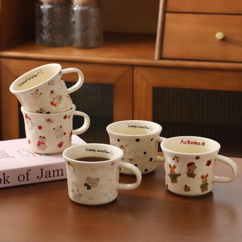 Kreative Niedliche Cartoon Keramiktasse Handgekniffene Kaffeetasse Haushaltsteetasse Frühstückstasse Becher Trinktasse