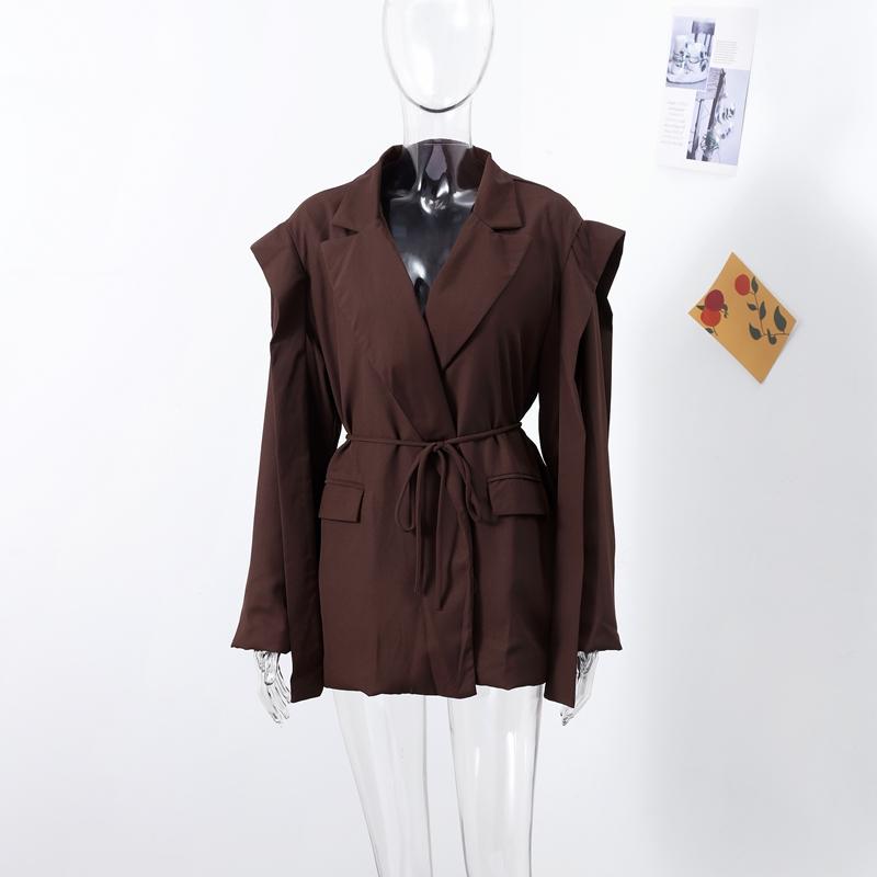 Γυναικείο Μπλέιζερ Πέτο Ζώνη Δέσιμο στη Μέση Σακάκι Κοστούμι Φαρδύ Καθημερινό και για Μετακινήσεις Σακάκι 2025 Άνοιξη/Καλοκαίρι Μακρυμάνικο Λεπτό Παλτό