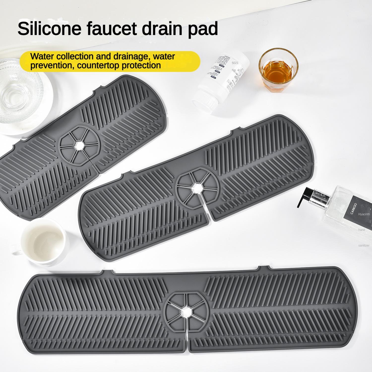 

Silicone Faucet Drain Pad Kitchen Mat Splash-Proof Drain Pad Multi-Functional Bathroom Rectangular Countertop Storage Mat S светло-серый