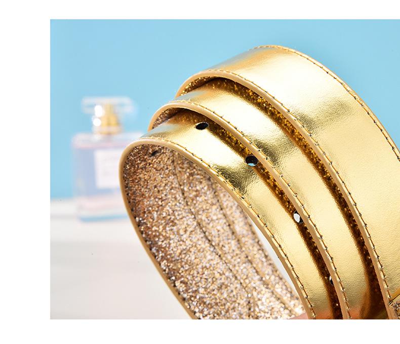 Trendy Korean Style Women's Gold Faux Leather PU Belt