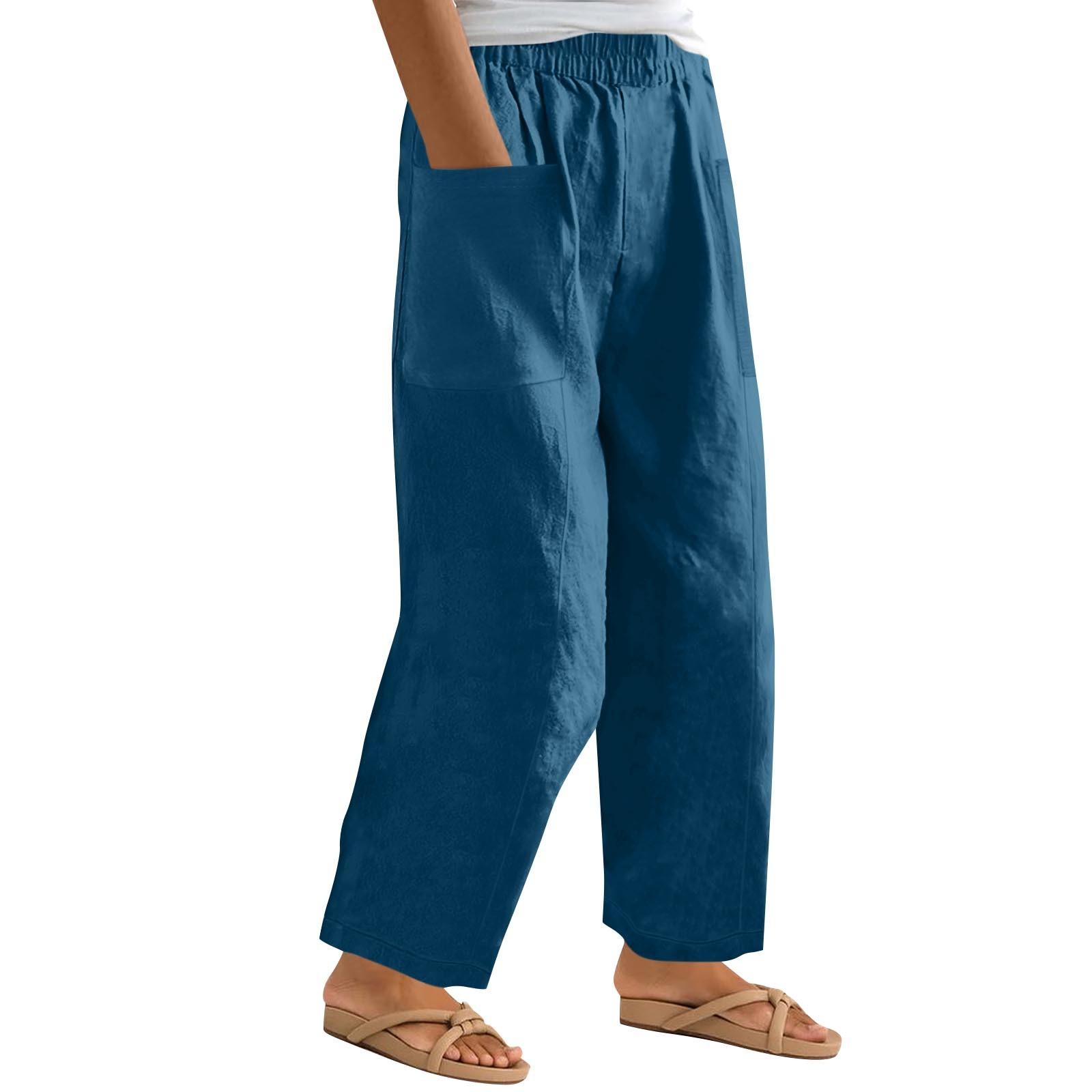 

Женские модные однотонные повседневные брюки-карандаш с высокой талией и карманами на шнурке XXL