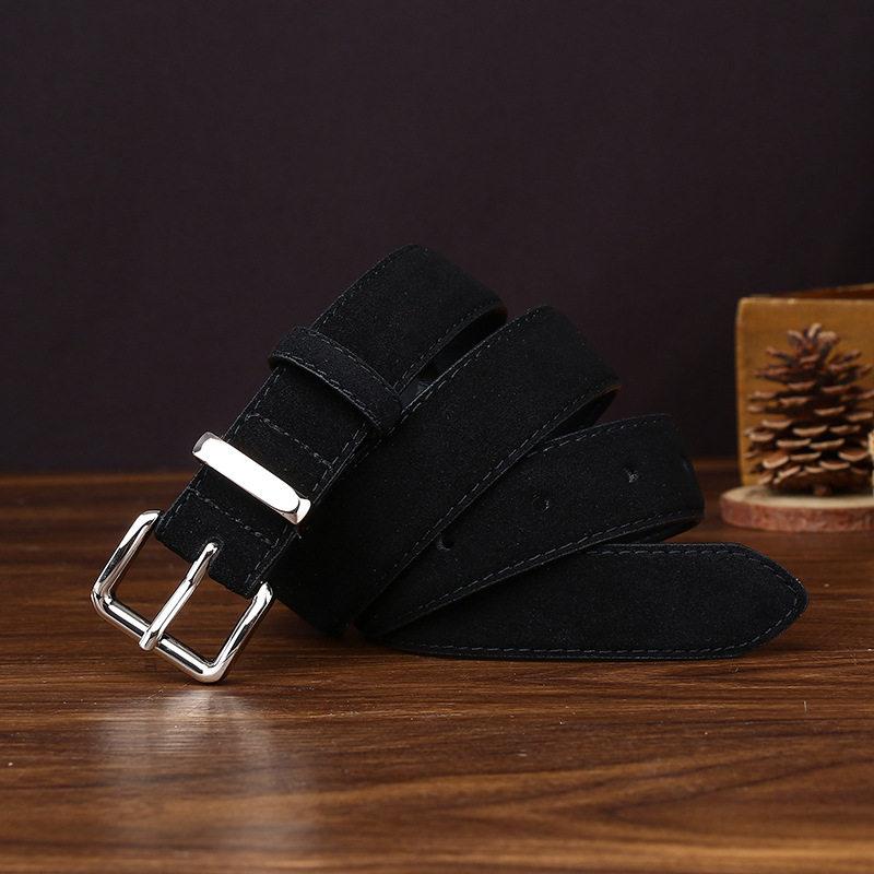 Vintage Suede Leather Belt for Women Genuine Cowhide Belts with Sliver Buckle Perfect for Jeans & Dresses Skinny Belt