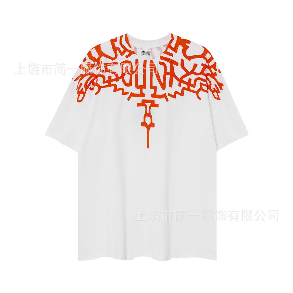 Summer Men's and Women's Same Fashion Trend T-shirt Personalized Trend Wing Printing Comfortable and Simple